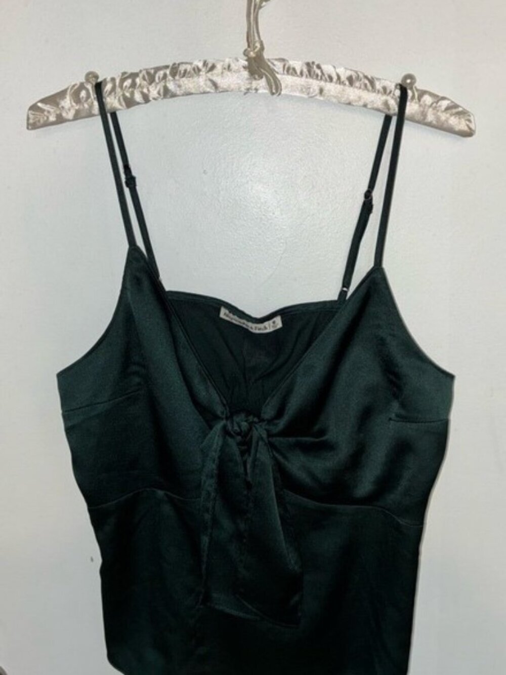 Abercrombi & Fitch Satin Spaghetti-Strap Slip Dress in Dark Green